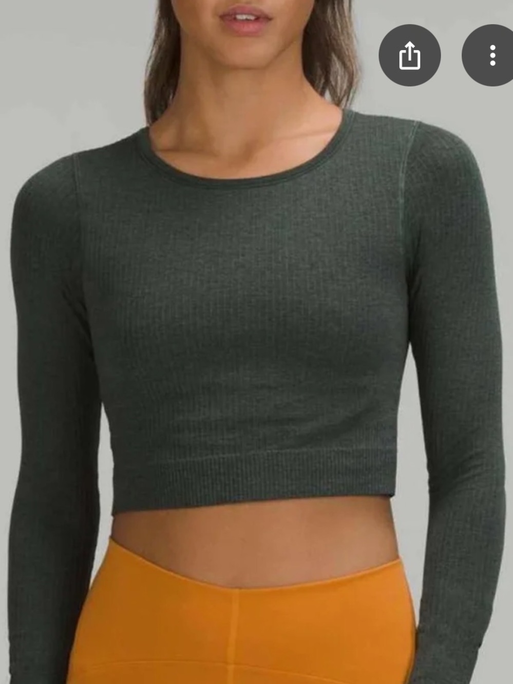 Lululemon Forest Green Ebb to Street Ribbed Long Sleeve Crop Top